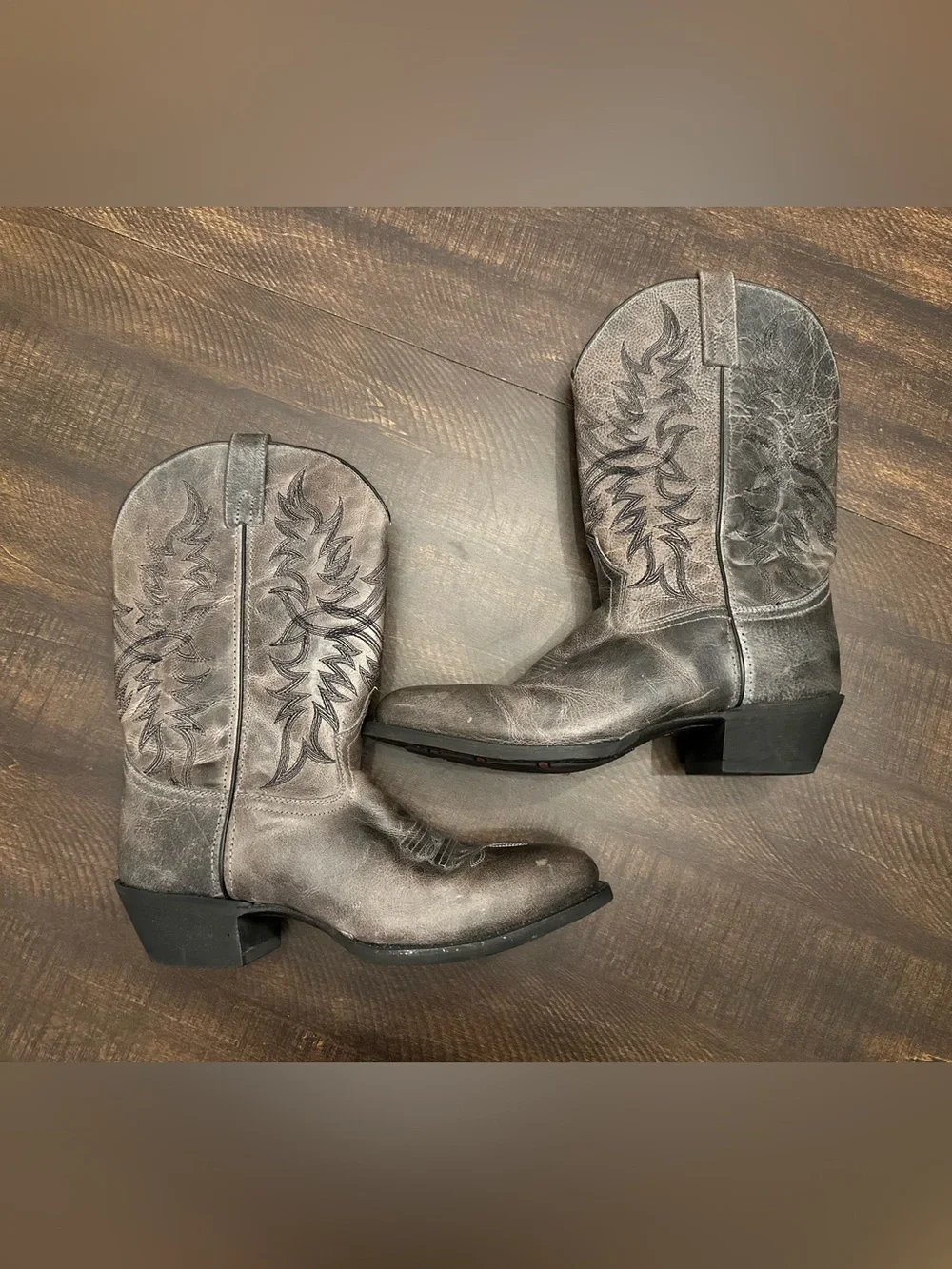 Laredo Men's Harding Leather Western Cowboy Boots Grey Size 10D 68457 Outdoor